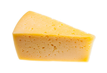 triangular segment of yellow cheese isolated