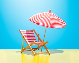 Deck chair and parasol (scale models)