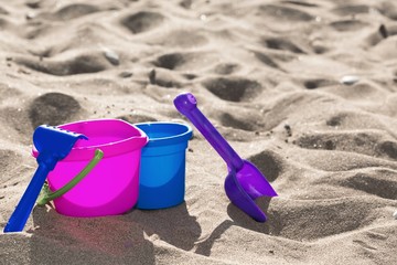 Bucket and Shovel on a Beach