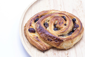 Close up Raisin Danish pastry.