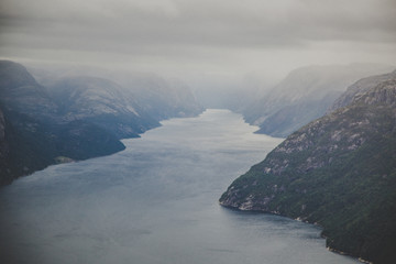 Views of the pulpit rock in Stavenger in Norway