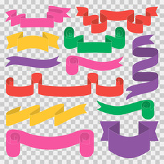 Illustration of colorful set of ribbons inside on transparent background.