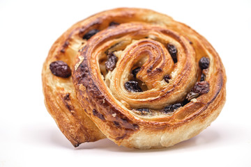Close up Raisin Danish pastry.