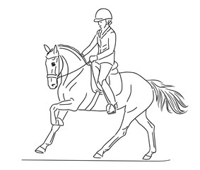Fototapeta na wymiar Sketch of a girl riding a pony