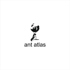 Ant Logo Carrying Globe Animal Silhouette Vector