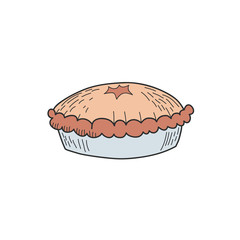 Pie. Sweet pastries.  Color Vector illustration in doodle style. Food drawing