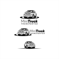 mini trucks logo, pick up with the black color,  for the transportation and rental, vector and stock image © Eko
