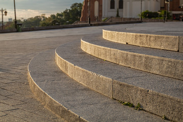 Stone steps in the morning sun light