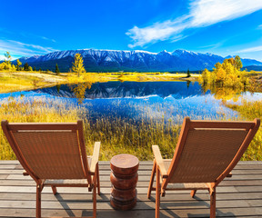 Smooth water of Lake Abraham