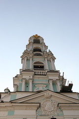 Bottom view of the bell tower of the Orthodox Church