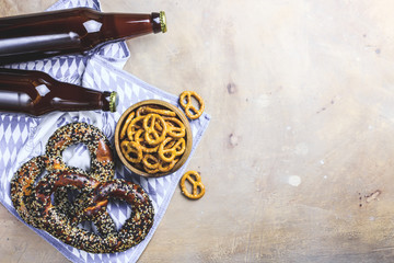 Meal for the Munich Oktoberfest with sausages and beer