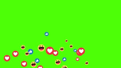 Ukraine - August 21 2019: Social media background green screen live style animated emoji heart social media icon. Social media icons, social media screen background. Valentine day love beautiful. - Powered by Adobe