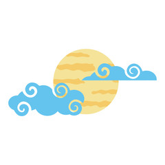 Isolated moon and clouds vector design