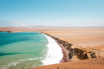 Playa Roja beach in Paracas National Reserve, Coastline of Peru