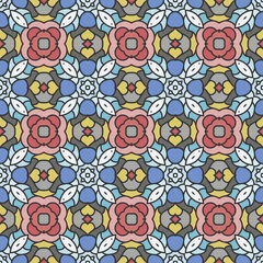 Papier peint Tuiles marocaines Fond vintage avec des éléments géométriques et floraux. Modèle de papier peint sans couture rétro. Conception d& 39 écharpe.