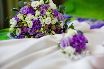 bouquet of flowers on wooden table