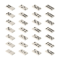 Domino Bones Full Set 3d Isometric View. Vector