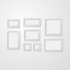Realistic Detailed 3d White Blank Photo Frames Template Mockup Set. Vector