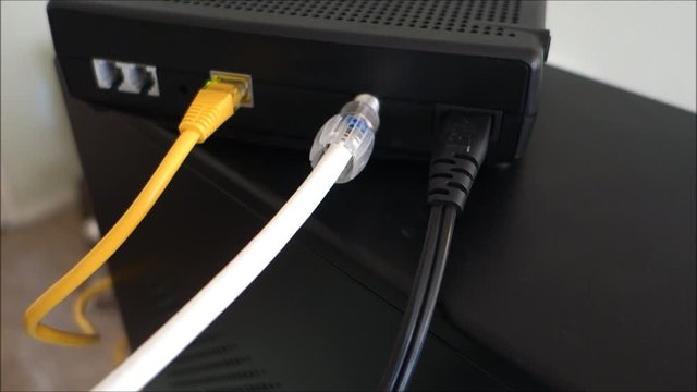 Wires connected to internet modem