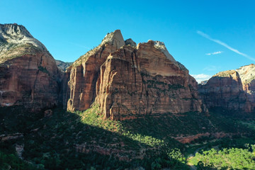 Aerial view of Zion National Park on a sunny day