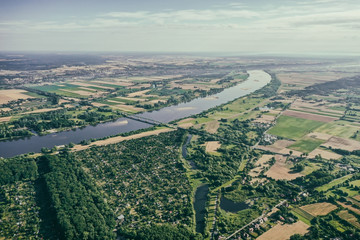 Drone view of a country side in a rural area of Poland