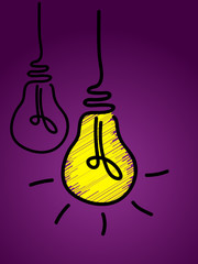 Glowing light bulb scribble line icon vector
