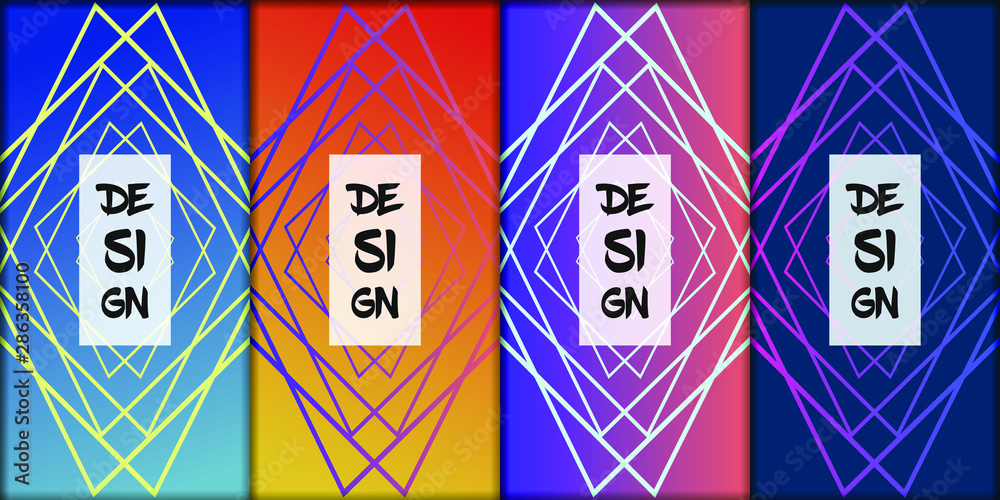 Poster set of modern abstract backgrounds with gradient linear waves. simply geometric template for design