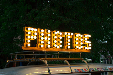 signboard of light bulbs