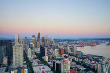 Fototapeta na wymiar Beautiful Sun set of Seattle in summer, in Washington State