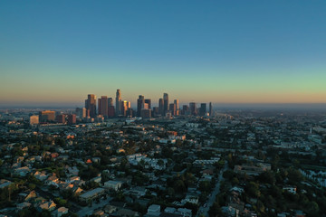 Sunset over Los Angeles in California