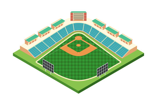 Isometric Baseball Stadium Illustration