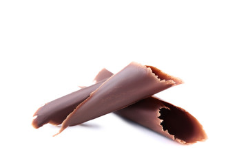 Chocolate shavings isolated on white background