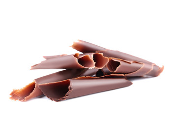 Chocolate shavings isolated on white background