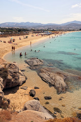 Agios Prokopios beach, northern end and turquoise Aegean Sea, Naxos, Greek Islands - obrazy, fototapety, plakaty