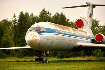 Elements of the old Soviet military aircraft close-up.