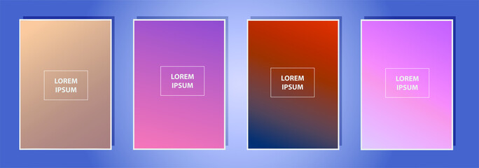 Set of Vector EPS 10 illustration Gradient Background Texture. Template for design, banner, flyer, business card, poster, wallpaper, brochure, smartphone screen, mobile app.