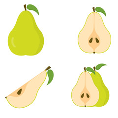 Nashi pear, fruit icon, logo isolated on white background. Flat design style. vector illustration.