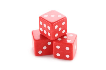 Red dice isolated on white background
