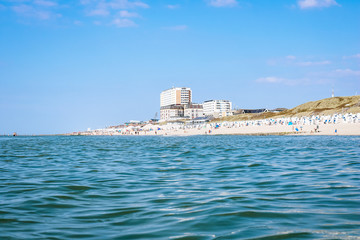 Naklejka premium Westerland beach seen from the north sea, Sylt, Germany