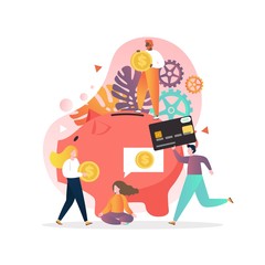 Financial savings vector concept for web banner, website page