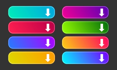 Fototapeta premium Set of eight modern gradient buttons with arrows