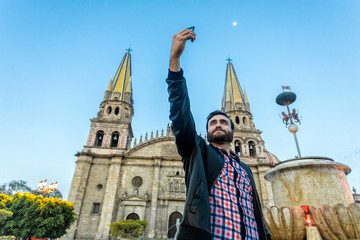 Guadalajara Cathedral of the city. Selfie.