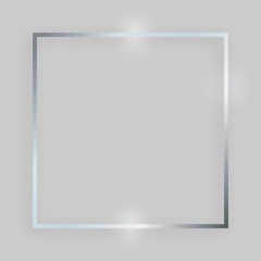 Silver square shiny frame with glowing effects