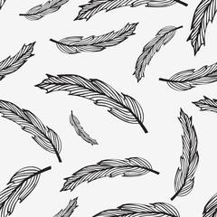 Seamless hippie pattern with feathers