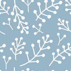 Floral seamless pattern with white branches