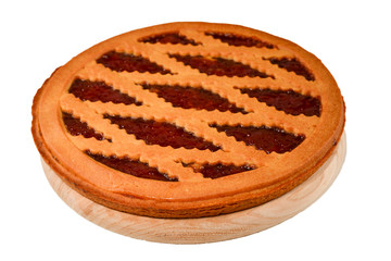 Strawberry pie isolated on white background