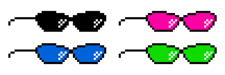Fototapeta premium glasses pixel art style 8-bit, thug lifestyle, vector glasses meme for design photos and pictures, easy to edit