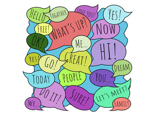 Bubbles - thoughts. Collection of colorful speech bubbles and dialog balloons. Vector illustration