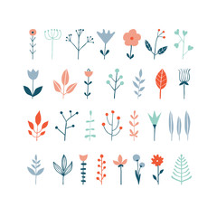 Set of simple minimalistic colorful flower