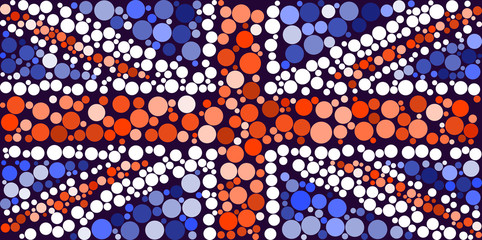 Grunge UK flag.Vector British flag. Abstract flag stylized with circles of different shades
